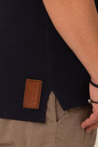 Camiseta Piquet Pima Azul - Gola Careca