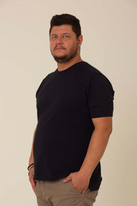Camiseta Piquet Pima Azul - Gola Careca