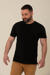 Camiseta Pima Preta - Gola Careca