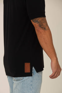 Camiseta Piquet Pima Preta - Gola Careca