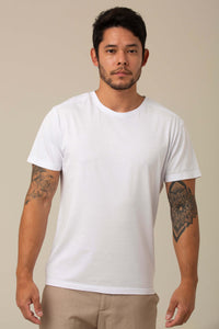 Camiseta Pima Branca - Gola Careca