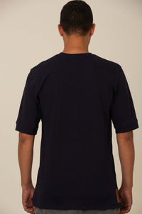 Camiseta Piquet Pima Azul - Gola Careca