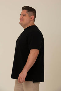 Camiseta Piquet Pima Preta - Gola Careca